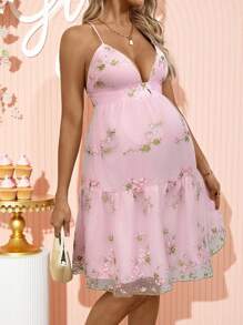 Loomaby Maternity Dress, Strap, Fashionable, Suitable For Summer