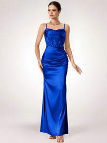 Coutiva Váy dạ hội dài đính đá lấp lánh cỡ lớn cho nữ, váy suông đen không dây cho nữ, váy dạ hội cho nữ, váy sinh nhật, váy thường ngày cho nữ, váy ngắn cho nữ, váy công sở mùa hè, váy mùa hè, váy dạ hội cho nữ, trang trọng, váy dự tiệc, cho khách dự tiệc cưới - Xanh đậm - Xem 6