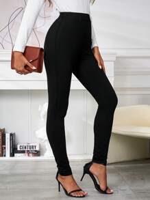SHEIN Clasi Multicolor Women Casual High Waist Side Pocket Leggings, Suitable For Commuting In Autumn - Multicolor - View 7