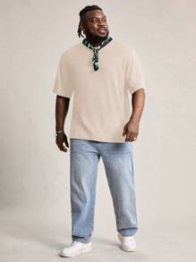 EASEVO Camiseta negra casual de punto con cuello redondo para hombre tallas grandes, adecuada para el verano