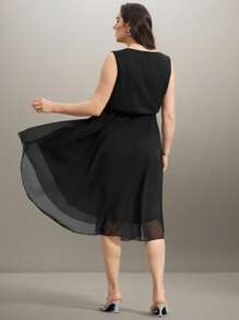 SHEIN Clasi فستان طويل من الشيفون المزين باللآلئ للمرأة البدينة، فستان صيفي، ملابس كاجوال