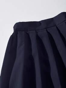 Girls Elegant Fashion Simple V-Neck Sleeveless Ruffled Collar Fitted White Shirt And High Waisted White Pleated Mini Skirt Set Fall Winter