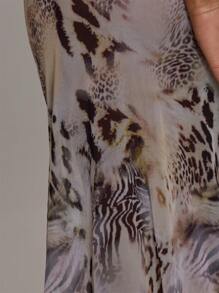 MUSERA Asymmetrical Neck Short Sleeve Print Chiffon Fitted Maxi Cover Up Beach Dress Swim Vacation Spring Summer Elegant Sexy