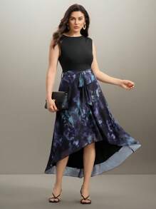 SHEIN Clasi Váy lưới vá không tay cỡ lớn mùa hè cho nữ, Váy dự tiệc thanh lịch mùa hè, Váy ngoài trời - Nhiều màu - Xem 3