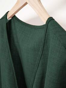 Linhara 2pcs Plus Size Women Solid Color Long Sleeve Tie Front Shirt And Wide Leg Pants Casual Loose Suit Fall Cloth For Women - Mint Green - View 5