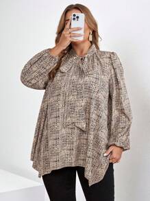 SHEIN Clasi Plus Size Fall Women Clothes Elegant Floral Print Asymmetric Hem Teacher  Fall Women Shirts  Long Sleeve Women Blouses