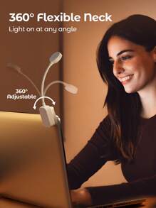 Teckwe Mini Portable LED Book Light Clip-On Night Light USB Rechargeable LED Adjustable Brightness Eyecare Table Lamp For Bedroom Camping Study Reading - White - View 5