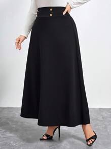 Chikora Thanh lịch Kích thước lớn Của phụ nữ Đôi ngực Váy - màu đen - Xem 4