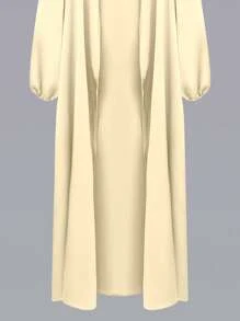 SHEIN Najma 女士纯色灯笼袖阿拉伯风格外套，休闲长袍，适合日常休闲/家居服