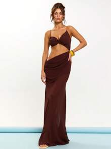 MUSERA Thin Strap Gathered Bust Cut Out Chiffon Maxi Dress Elegant Summer Vacation Holiday Prom Graduation Birthday Sexy Tuscan Sun Night Out