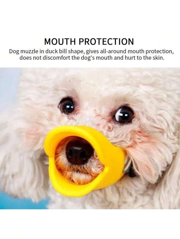SHEIN 1pc Anti Bite Duck Mouth Shape Dog Mouth Covers, Soft Duck Silicone Mouth Cover With Adjustable Strap, Small Medium Dogs Muzzle Masks Best For Prevent Barking, Biting, And Chewing