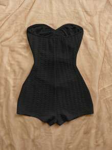 Soleia Combinaison slim blanche texturée en maille avec décoration métallique, convenant pour soirée, rendez-vous, thé de l'après-midi, festival de musique, croisière à la plage, tenue d'été