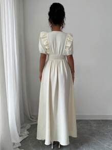 Chiquease Vestido Elegante Bordado com Flores Feminino - Damasco - Visão 2