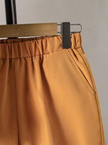 SHEIN Tween Boy Casual Fashion Holiday Orange Palm Tree Shirt & Shorts Set, Spring/Summer - Orange - View 4