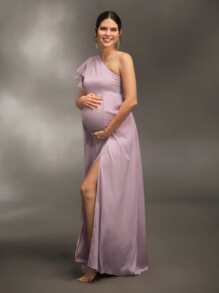 SHEIN Asymmetric Smooth Texture Photography Apparel For Baby Christening Party - Pink - View 5