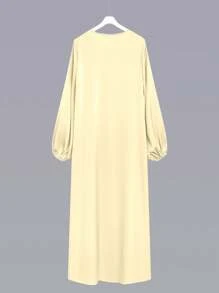 SHEIN Najma 女士纯色灯笼袖阿拉伯风格外套，休闲长袍，适合日常休闲/家居服