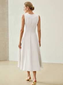 MOTF PREMIUM LINEN CONTRAST TRIM DRESS