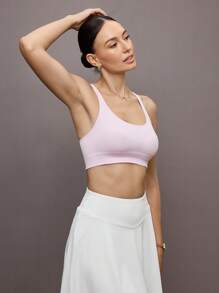 Activina Activina Top deportivo corto de unicolor, con espalda descubierta y espalda de tirantes (sin costuras), para verano