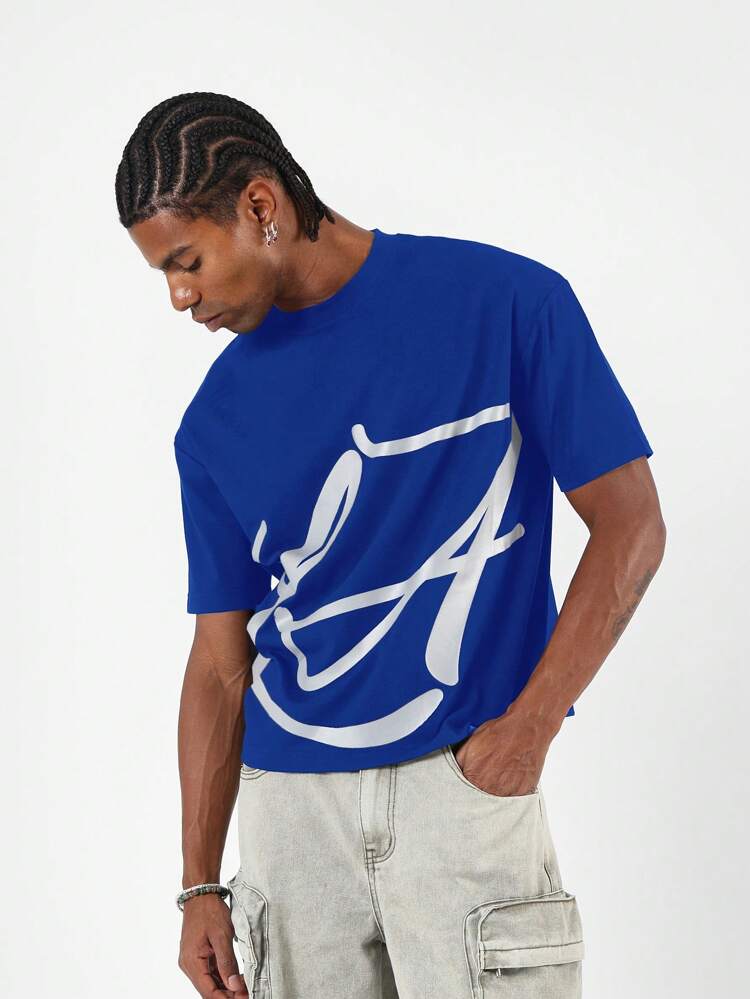 Oversized Fit Street Style T-Shirt With Large Artistic Logo Print Urban Casual