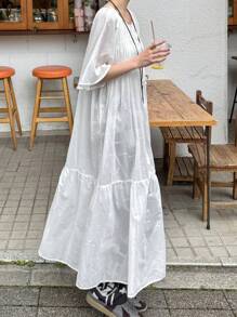 FRIFUL 女士棉麻风格休闲宽松纯色长衬衫，适合度假