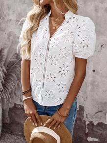 EMERY ROSE Damen Bluse Sommer Tops Damen Sommer Kleidung Ausgehen Tops Damen Landkonzert Büros für Damen Lehrer für Damen Elegant für Damen - Weiss - Übersicht 8