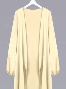 SHEIN Najma 女士纯色灯笼袖阿拉伯风格外套，休闲长袍，适合日常休闲/家居服