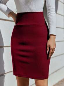 EURMUSE Women's Solid Color Stylish Summer Red Skirt - Red - View 5