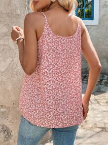 SHEIN Clasi 女士新款时尚优雅夏季粉色碎花吊带背心，适合分层穿着或单独穿着，适合多种场合