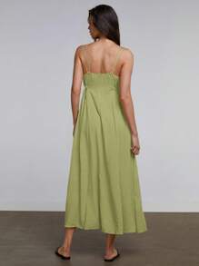 Athîral 女式夏季纯色交叉褶饰连衣裙