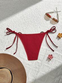 SHEIN MOD Side Ring Decor Lace-Up Swimwear Bottom