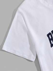 RueChic Cotton Men Letter Printed Regular T-Shirt & Short Two-Piece - Navy Blue - View 6