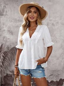 EMERY ROSE Women's Shirt Summer Vacation Woman Going Out Top, Women Country Concert Summer Top