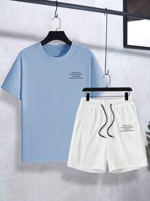 Manfinity Homme Herren Mode T-Shirt und Shorts Set, geeignet für den Sommer