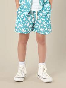 SUMWON Palm Tree Hawaiian Vacation Summer Holiday Shirt Set Tropical Beach Island Surf Style Kids Boys Youth Co-Ord