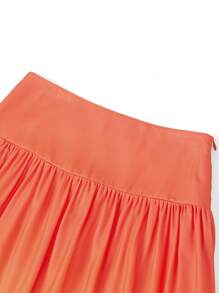 Ellevyn 2 pezzi/set Blusa con scollo quadrato a balze effetto sfumato e fiocco, e gonna lunga, set estivo per donne