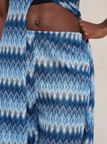 NYA SZN Pants High Rise Brunch Special Occasion Event Vacation Spring Summer Knit Pants Bottoms Statement Valentines Day Carnival Outfits For Women - Green - View 7