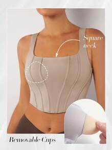 GLOWMODE FeatherFit™ Squareneck Corset Effect Backless Crop Tank Top Low Impact Yoga Daily