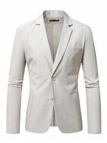 Calvornis Bộ vest nam tay dài cổ ve màu trơn và quần âu thường ngày - Màu be - Xem 5
