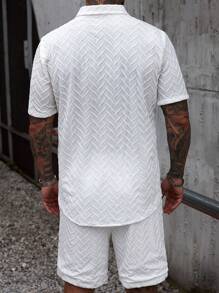 Manfinity Homme Men's Short Sleeve Shirt And Shorts Set, Fashionable Summer Outfit