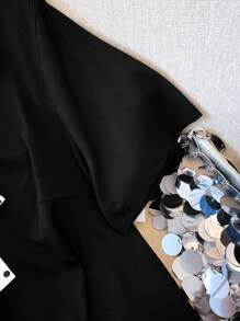 GlowEve CURVE Áo thun nữ tay ngắn cổ rút dây có thiết kế nơ cỡ lớn, đa năng và sang trọng, phù hợp mặc vào mùa xuân và mùa hè - màu đen - Xem 4