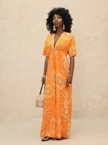 Vesra 简约V领短袖通勤连体裤