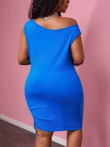 Slaydiva 2025 秋冬新品，女士秋冬装，适合万圣节、复活节、生日派对、日常休闲装、度假、邮轮旅行、海滩、日光浴、街头服饰、朋克、俱乐部、赛车，宽松蓝色撕边水钻装饰不对称荷叶边性感连衣裙，大码连衣裙