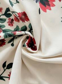 Modelyn Váy suông tay đèn lồng họa tiết hoa cho nữ đi nghỉ mát - Màu vàng - Xem 3