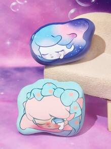 Pop Mart Azura X SHEIN 1 件超柔软抱枕，紫色和绿色，可爱的女孩印花图案，带有星星和心形，舒适且毛绒质地 - 彩色 - 查看 1