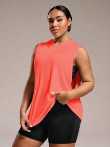 Easithlete 女式字母印花日常健身连帽无袖上衣