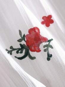 SHEIN LUNE 大码女式纹理印花拼接花卉蕾丝细节衬衫