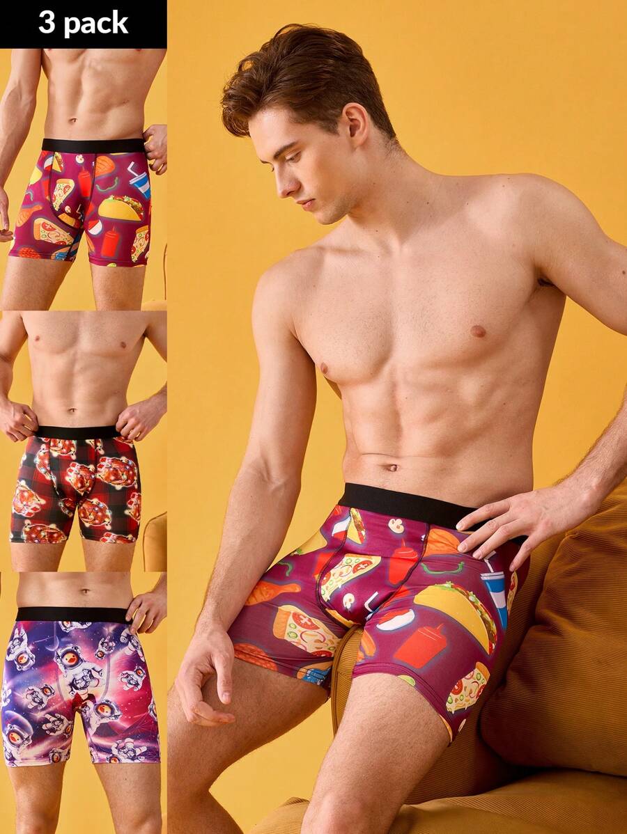 Quần lót boxer họa tiết hoạt hình Colorblock toàn thân cho nam - Nhiều màu - Xem 1