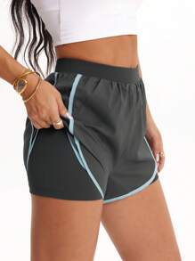 Easithlete Short décontracté à taille élastique et ourlet pour femmes