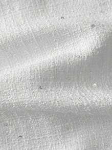 Women's Sleeveless Sequin Decor Pleated Hem Elegant Dress, Summer - White - View 5