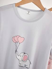 2 Stücke Mädchen Süße Schaf Muster Modische Bequeme Rundhals Kurzarm Lang Nachthemd Pyjama Set